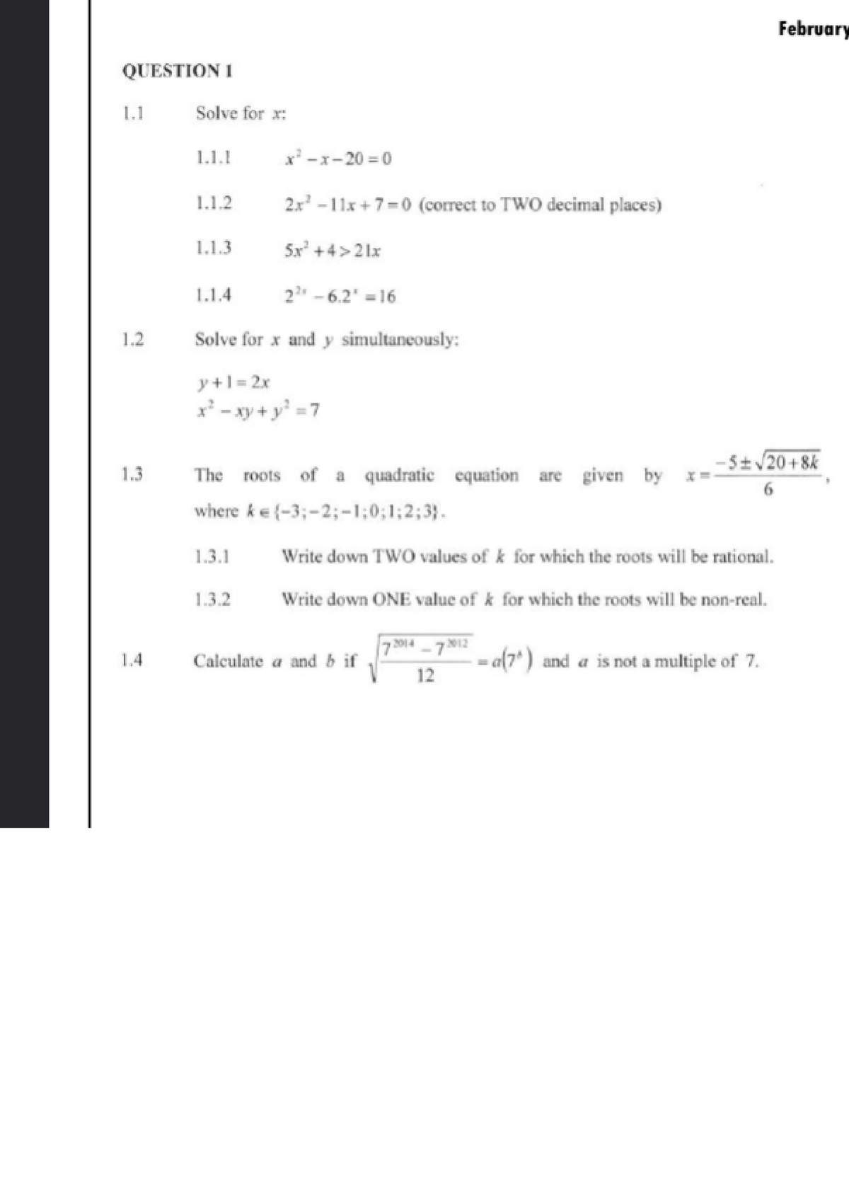 Practice Test Algebra 2020 For Competitive Exams - Linear Algebra - Studocu