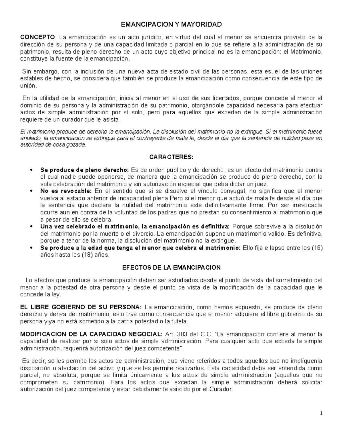 Emancipacion Y Mayoridad, Prcesos jurídicos y legales - EMANCIPACION Y ...