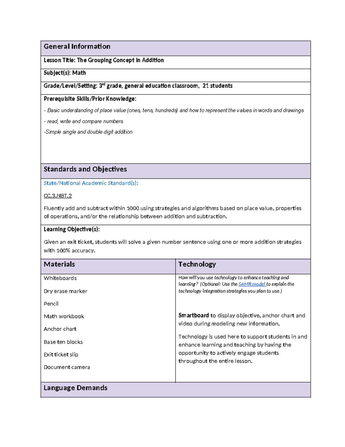 TWS Task 3 Lesson 2 - General Information Lesson Title: The Grouping ...