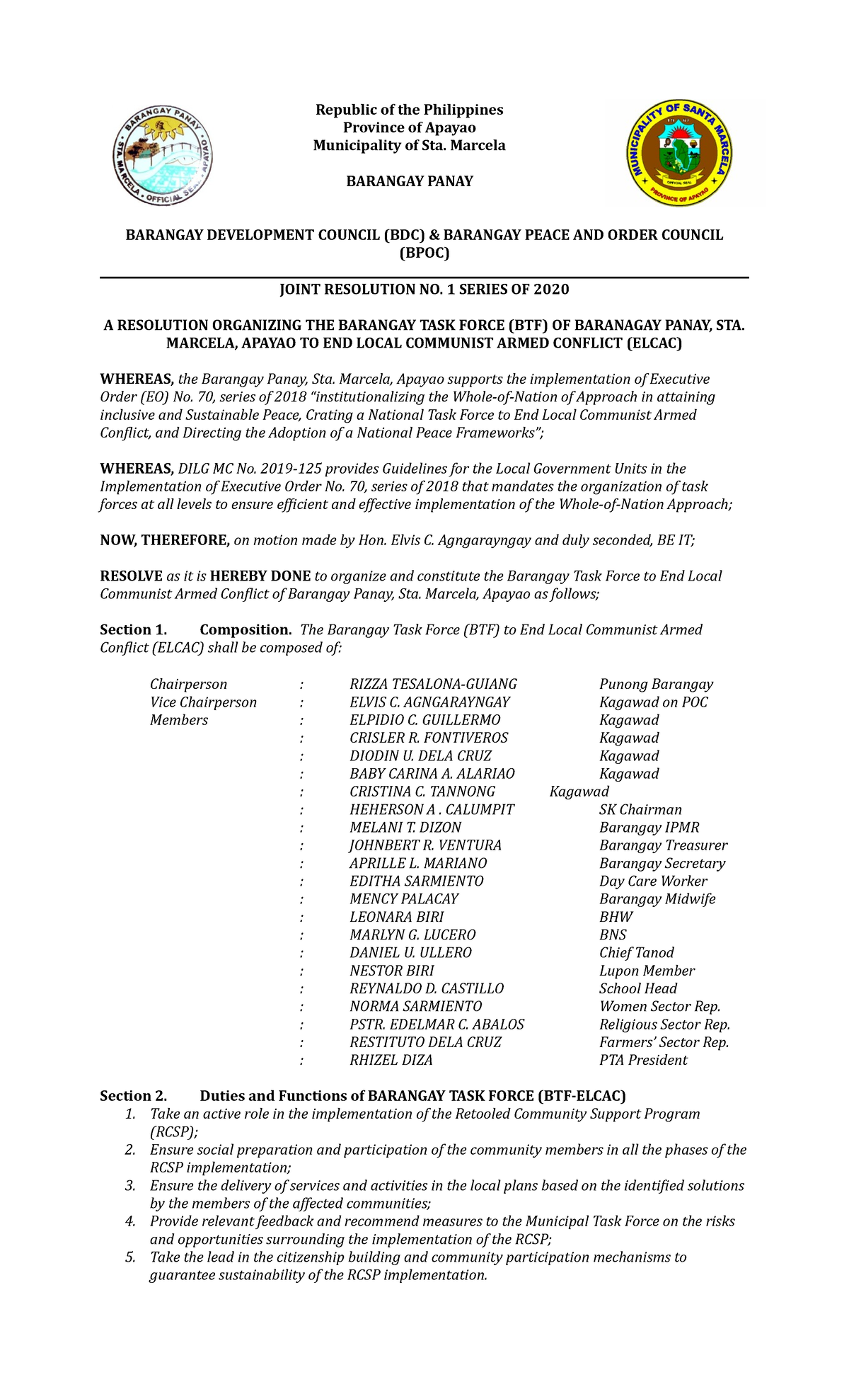 Elcac 2020 - Republic of the Philippines Province of Apayao ...