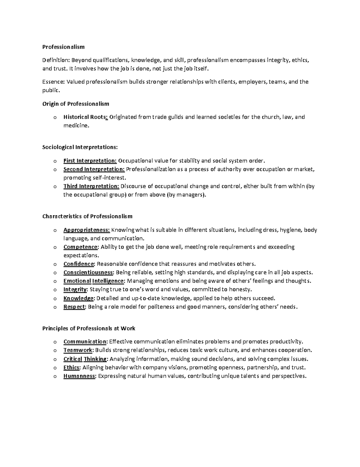 Mid Term Reviewer Prof Issues - Professionalism Definition: Beyond ...