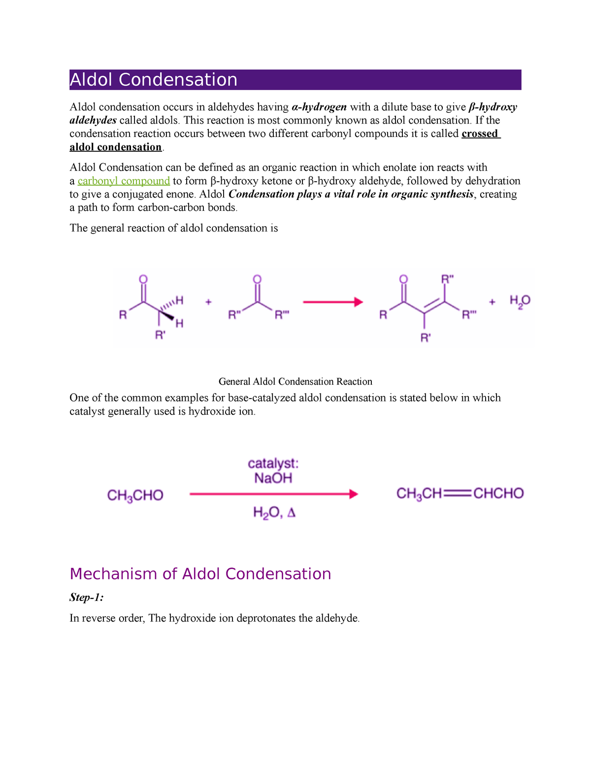 Aldol Condensation - Organic Synthesis.pdf - Aldol Condensation Aldol ...