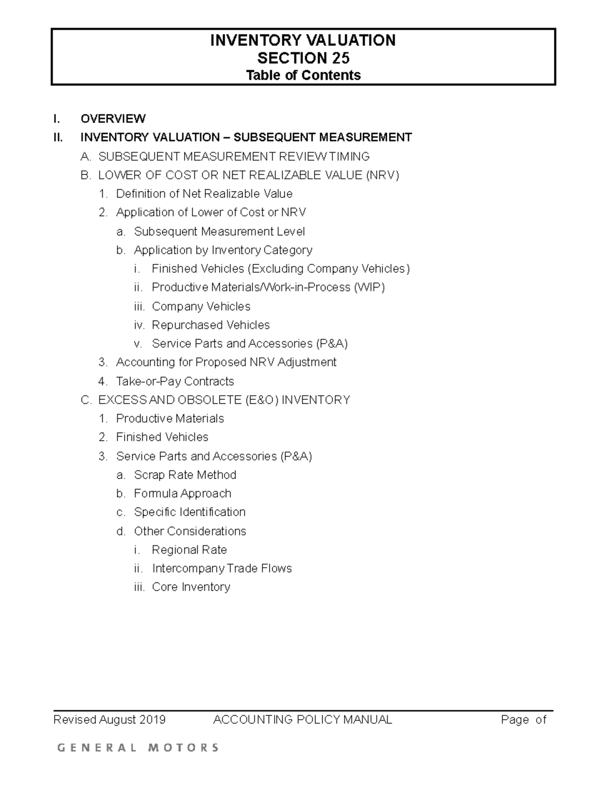 25 - Inventory Valuation - Current - SECTION 25 Table of Contents I ...