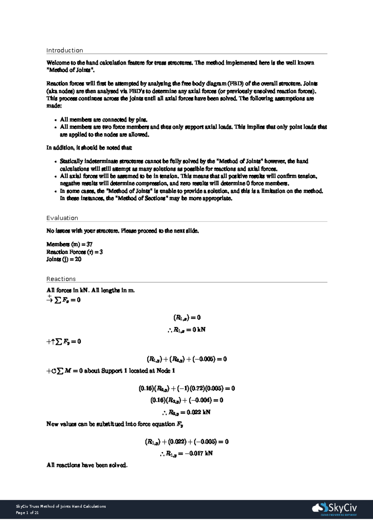 Truss Method of Joints Hand Calculations - Introduction Welcome to the ...