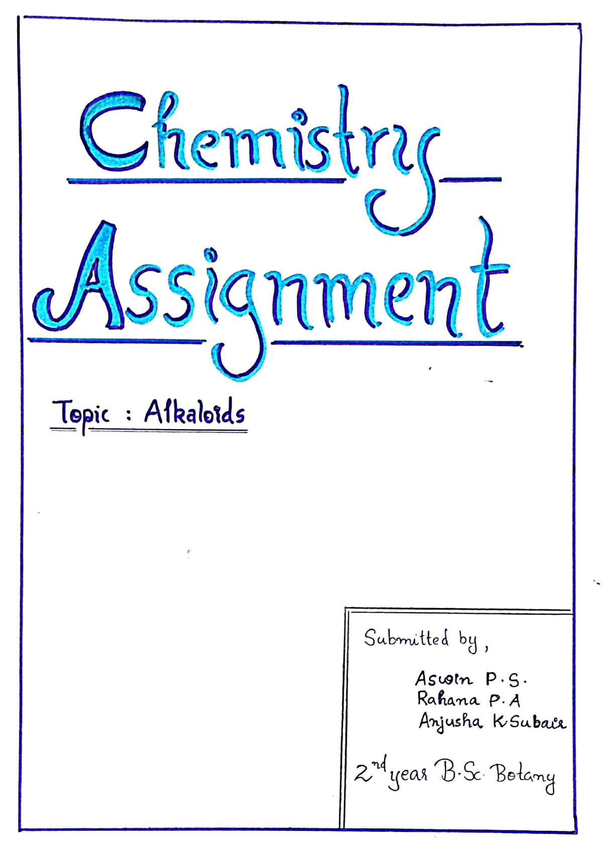 Chemistry Assignment - Bsc Botony - Studocu