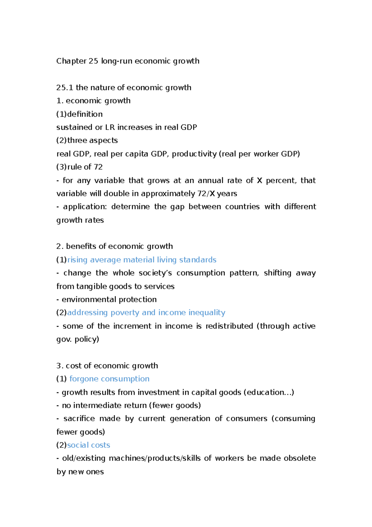 ECON 102 Lecture Notes - Chapter 25 economic growth 25 the nature of ...