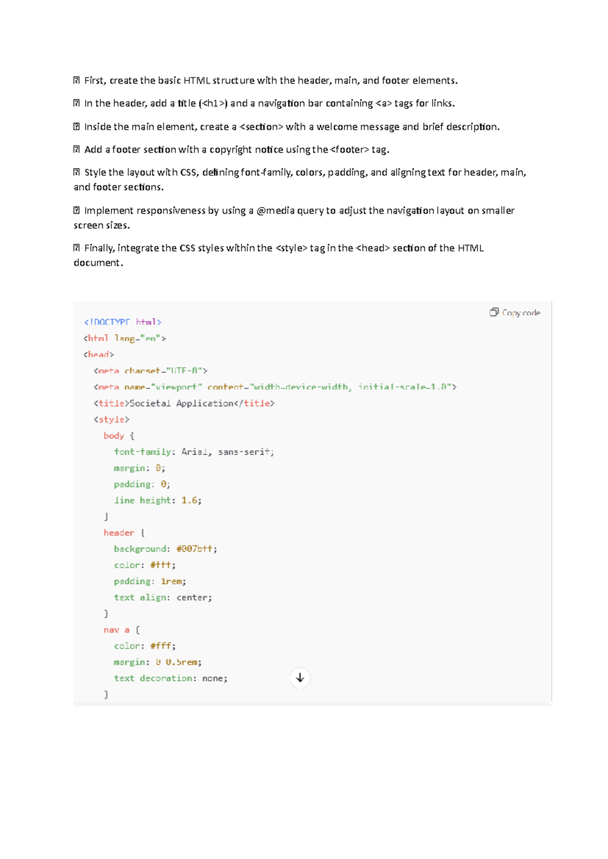 Ui ux manual - First, create the basic HTML structure with the header ...
