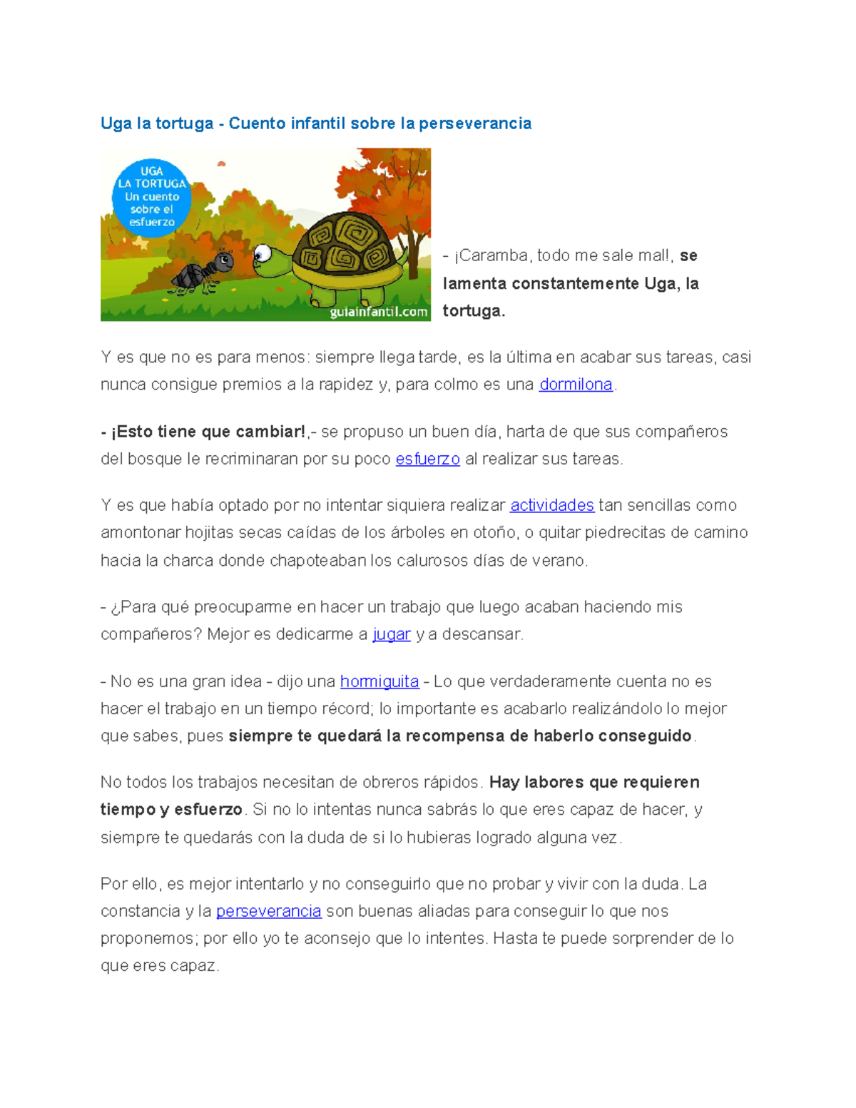 Uga la tortuga - deber - Uga la tortuga - Cuento infantil sobre la ...