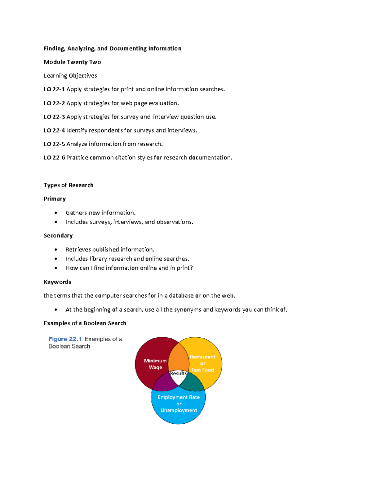 Notes Module 22 -Finding, Analyzing, and Documenting Information ...