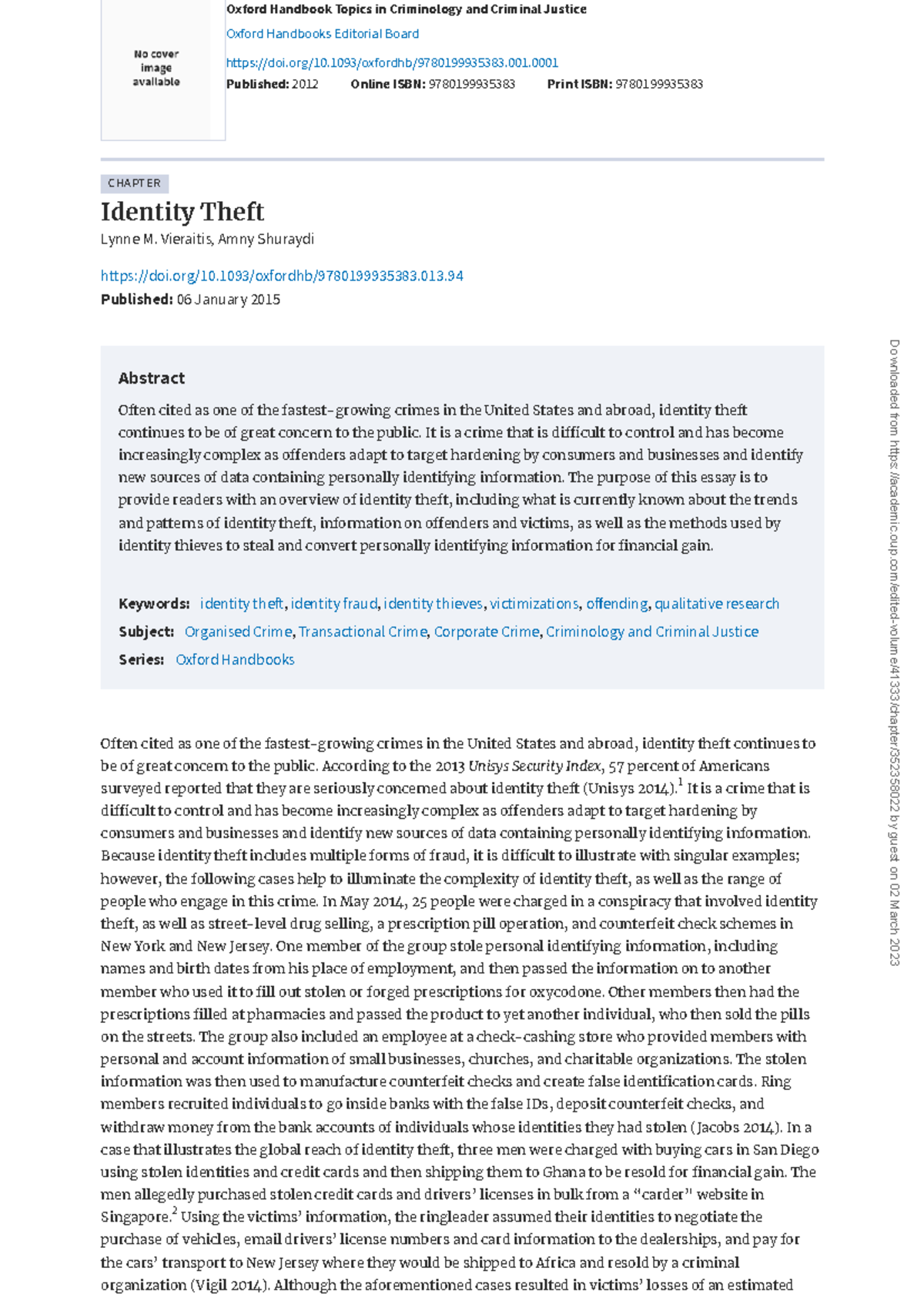 352358022 Identity Oxford Handbook Topics in Criminology and