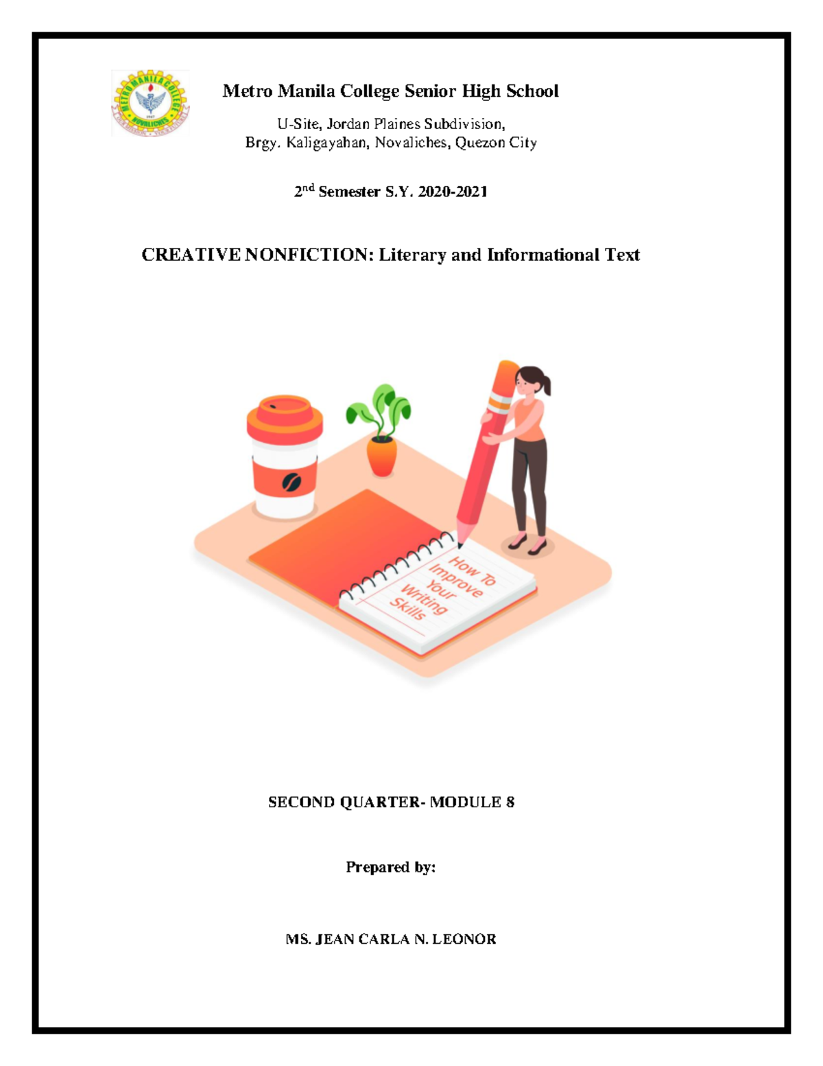 Module 8 Creative Non Fiction Module 8 Draft Rev2 Metro Manila