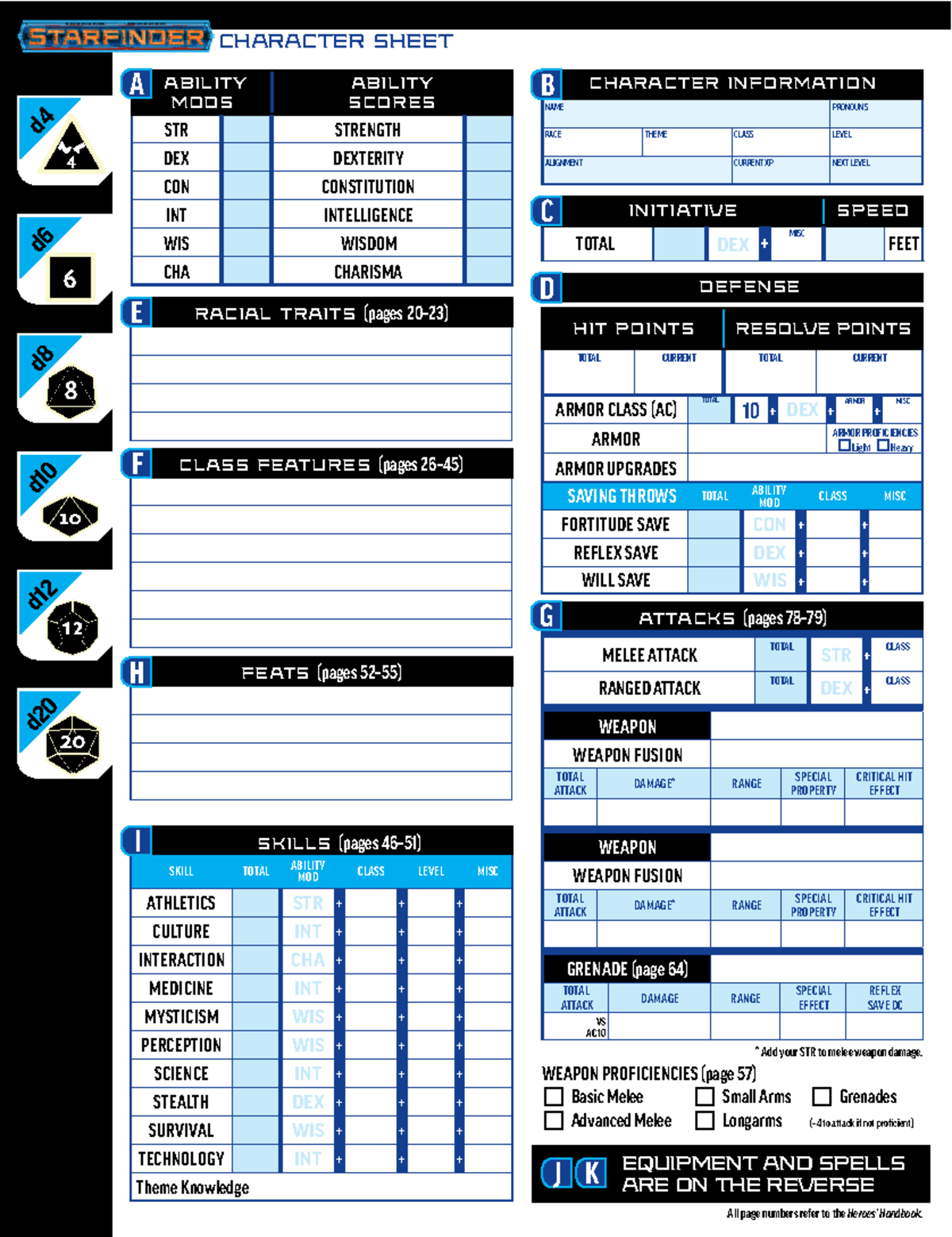 Character Sheet - apuntes - d d d d d d 8 6 2020 10 12 4 CHARACTER ...