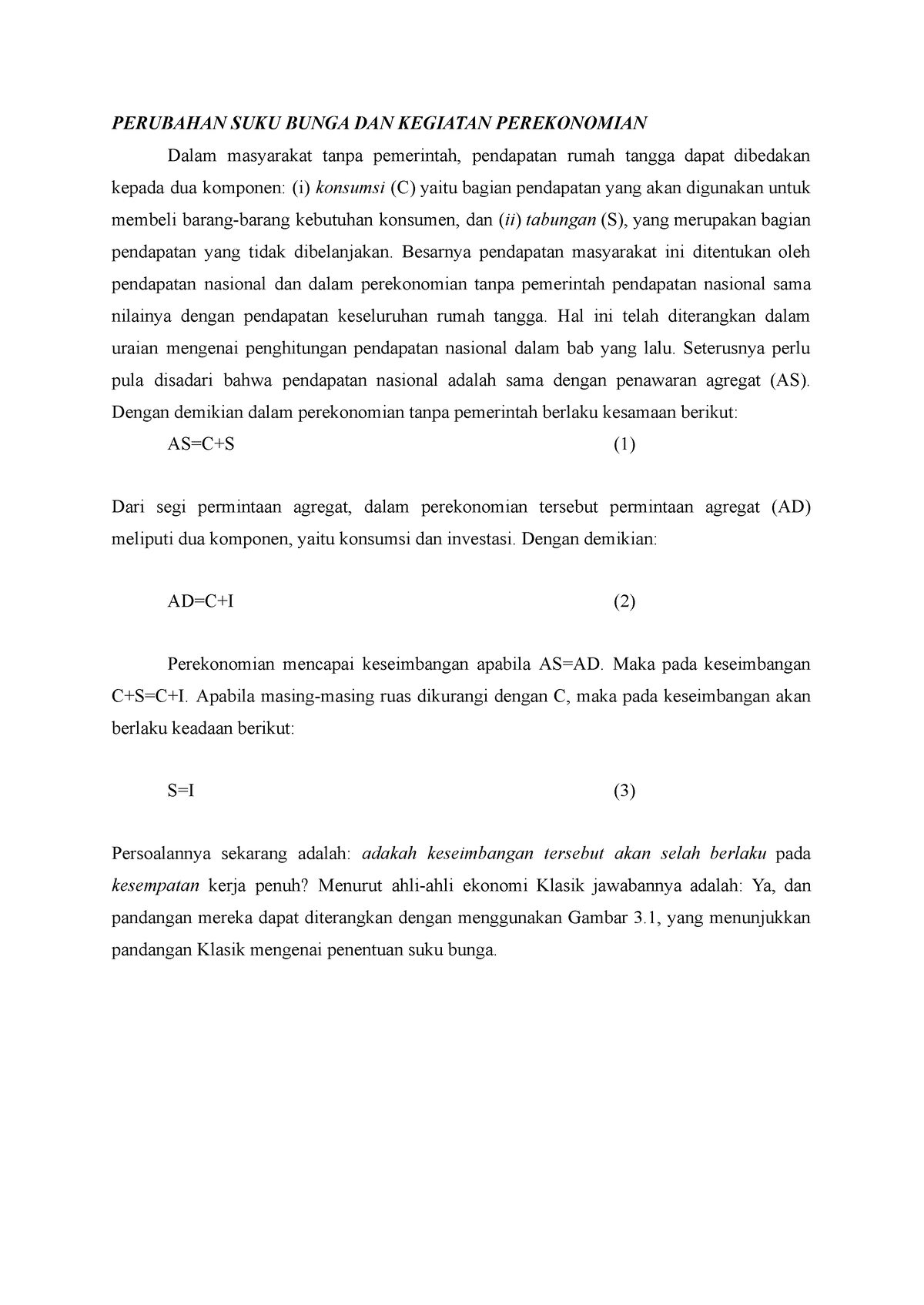 Perubahan Suku Bunga Dan Kegiatan Perekonomian - PERUBAHAN SUKU BUNGA ...