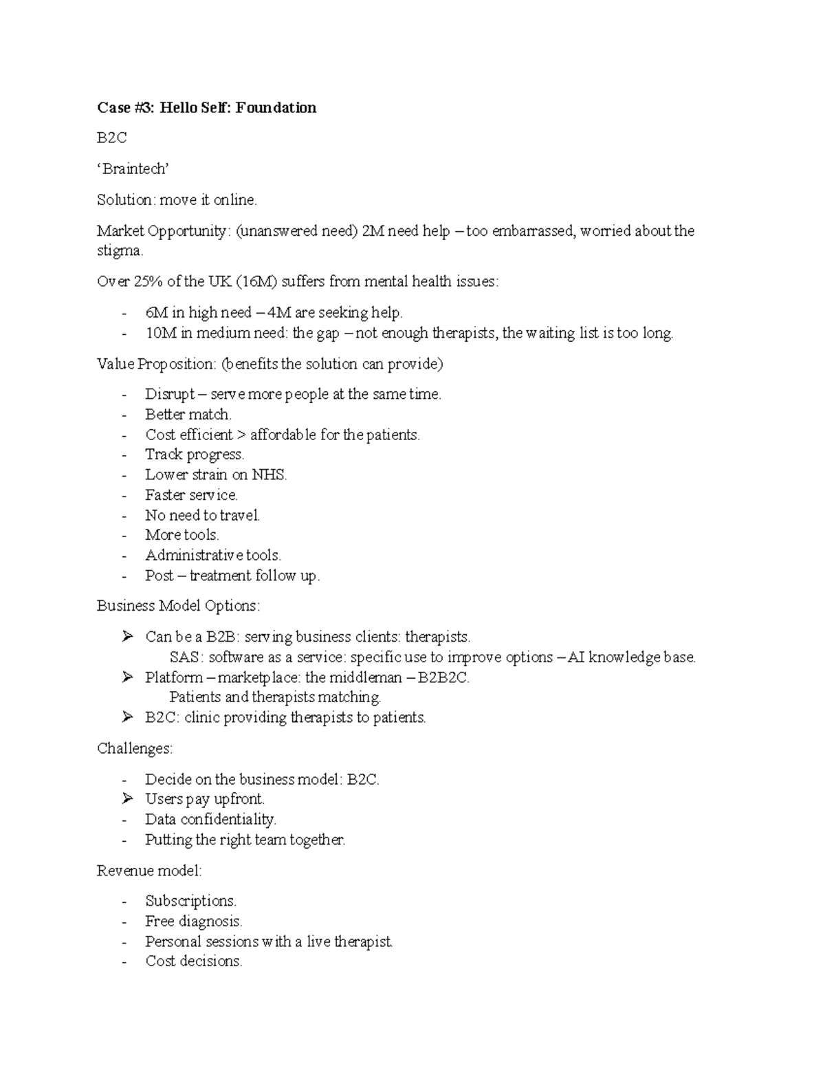 Hello Self Foundation - Summary of case given in class - Case #3: Hello ...