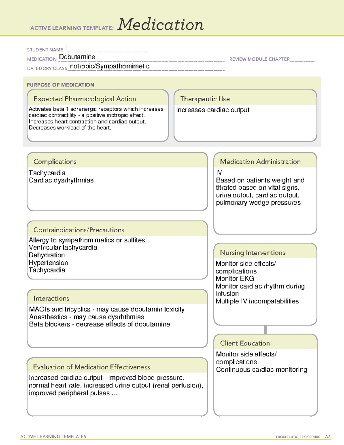 Dobutamine-4 - Dobutamine - ACTIVE LEARNING TEMPLATES THERAPEUTIC ...