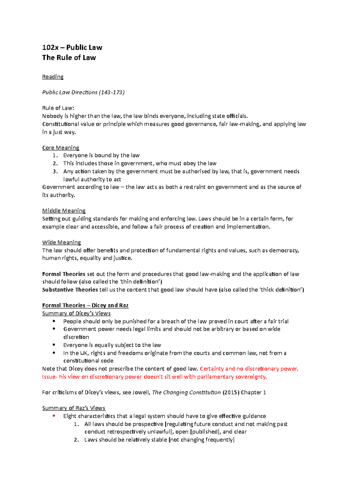 Seminar Preparation - Rule of Law - 102x – Public Law The Rule of Law ...