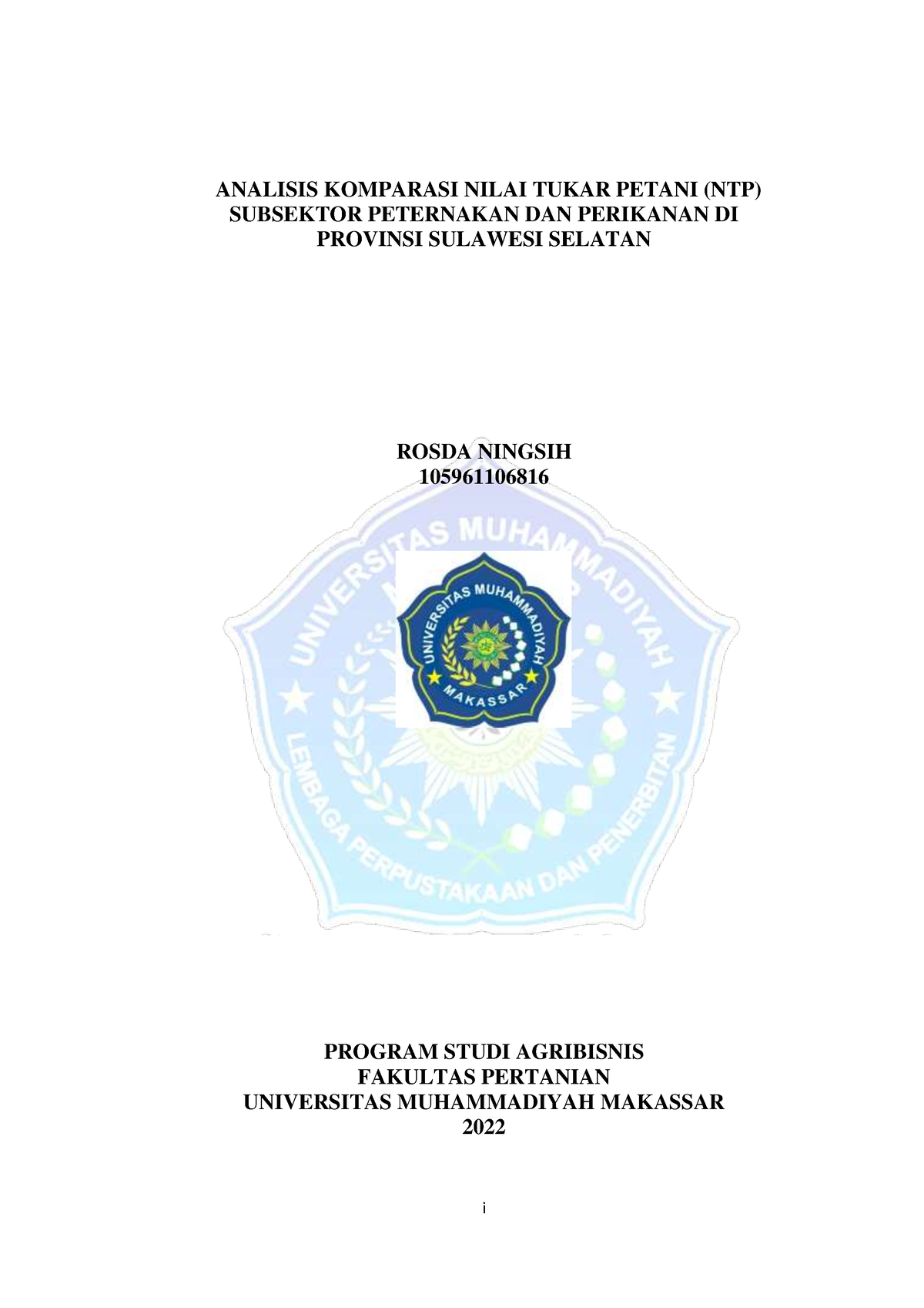 Analisis Komparasi Nilai Tukar Petani (NTP) Subsektor Peternakan DAN ...