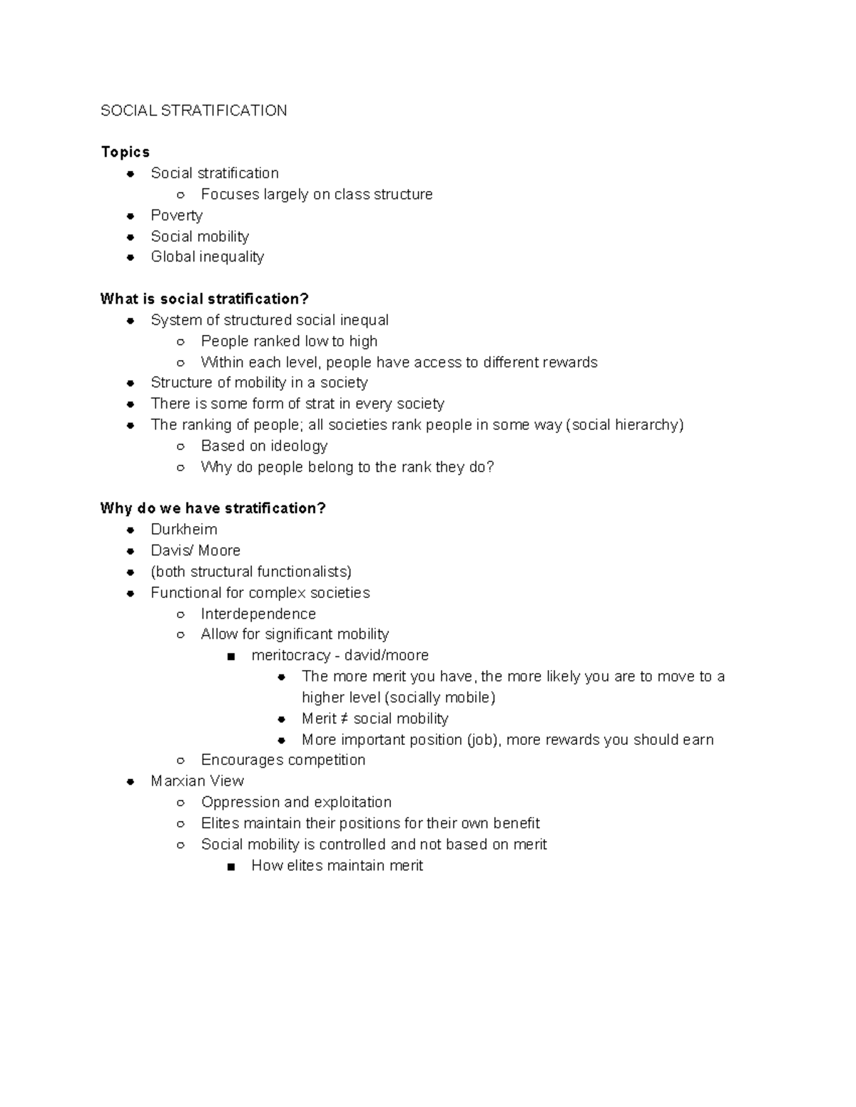 Social Stratification - SOCIAL STRATIFICATION Topics Social ...
