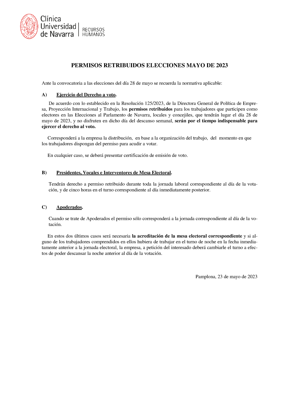 Normativa Elecciones Mayo 2023 Permisos Retribuidos Elecciones Mayo De 2023 Ante La 0328