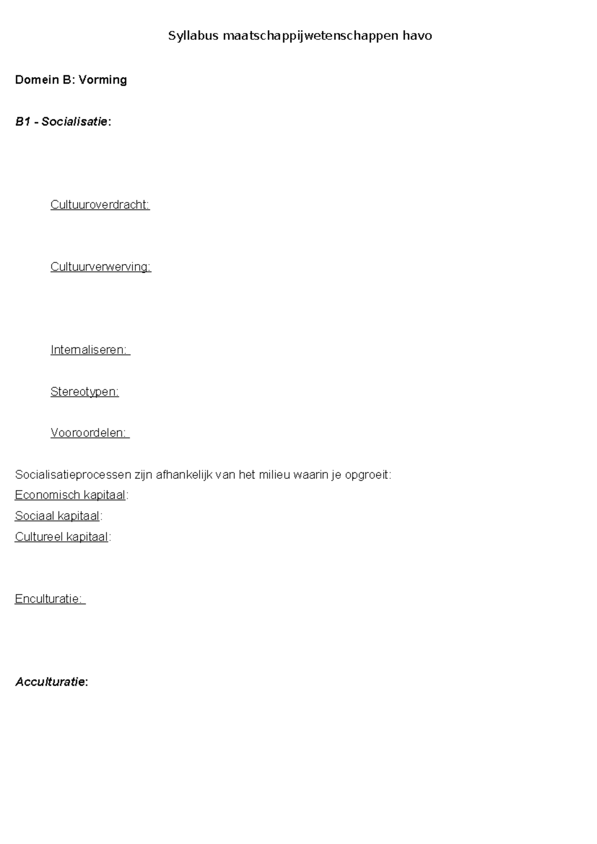 H5 MAW Uittreksel Syllabus Om In Te Vullen (1) - Domein B: Vorming B1 ...