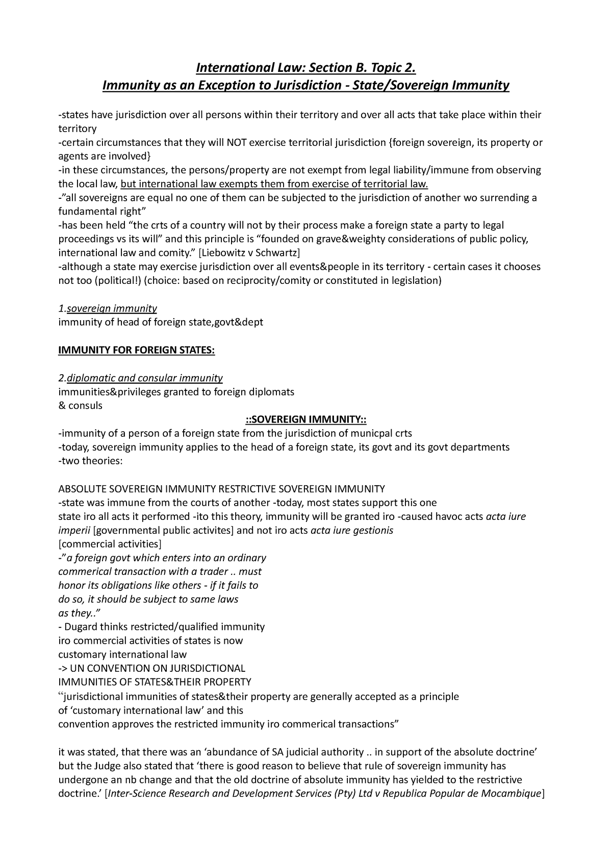 Immunity - prescribed - International Law: Section B. Topic 2. Immunity ...
