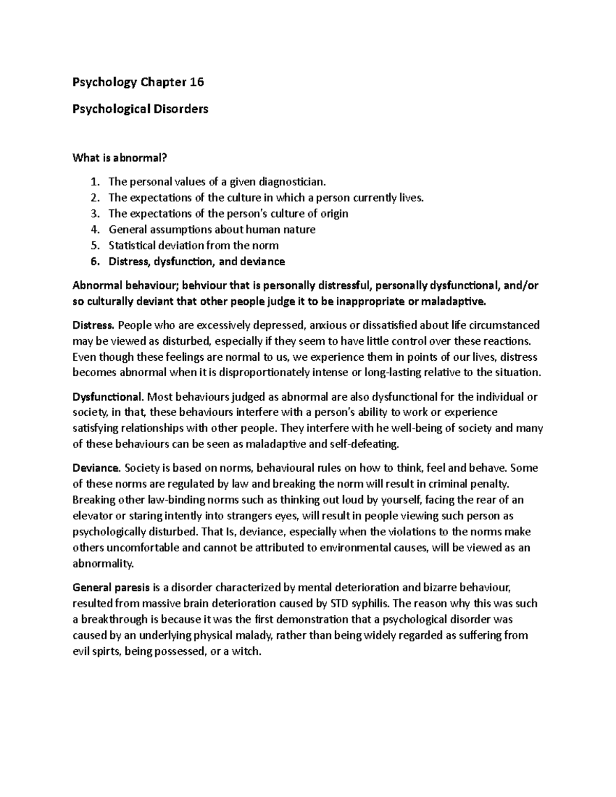Psychology Chapter 16 Psychological Disorders - The expectations of the ...