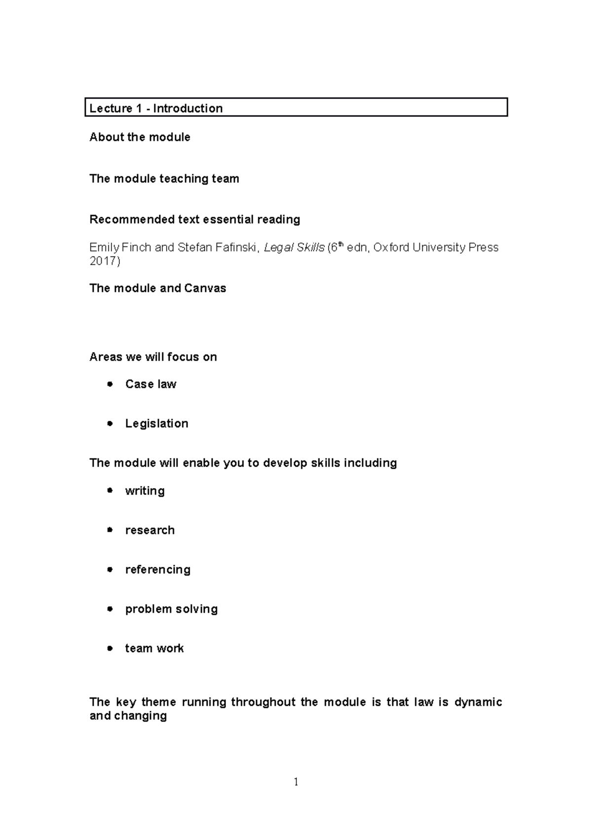 Introduction-lecture 1 - Lecture 1 - Introduction About the module The ...