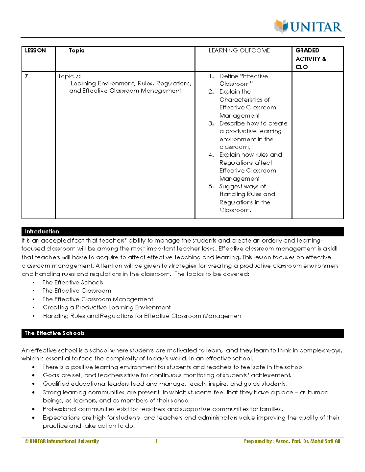 L7 Classroom Management and Conducive Learning Environment - LESSON ...