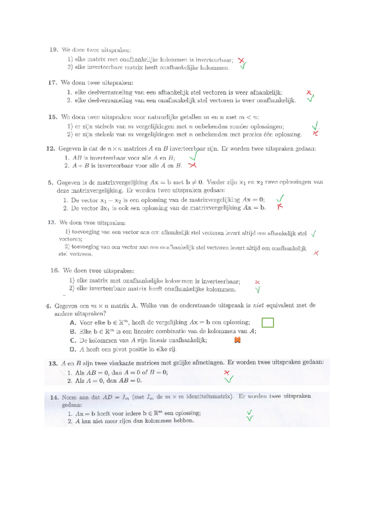 Alle Waar/nietwaar En Theorie Vragen Met Antwoorden Uit Oude Tentamens ...