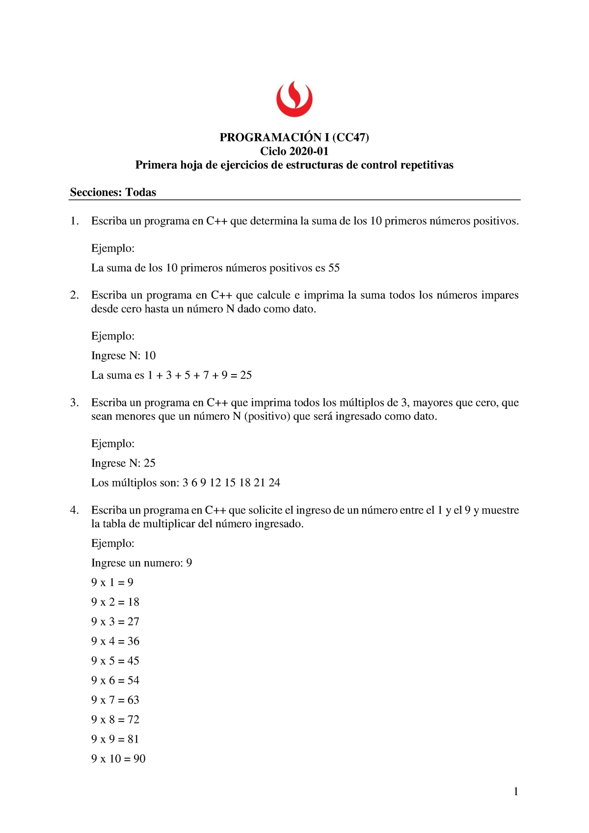 Hoja 01 De Ejercicios De Estructuras Repetitivas - PROGRAMACIÓN I (CC47 ...