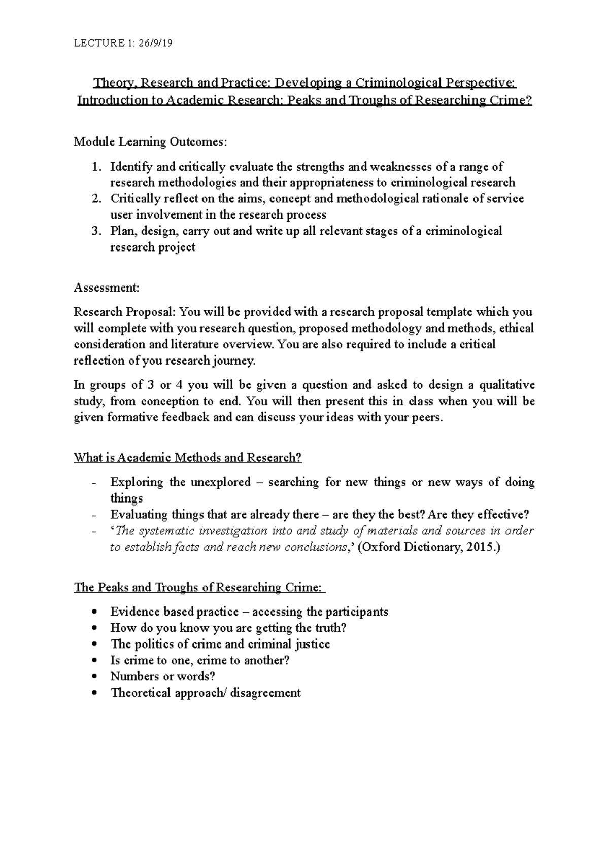 Lecture 1 - Theory, Research and Practice - LECTURE 1: 26/9/ Theory ...