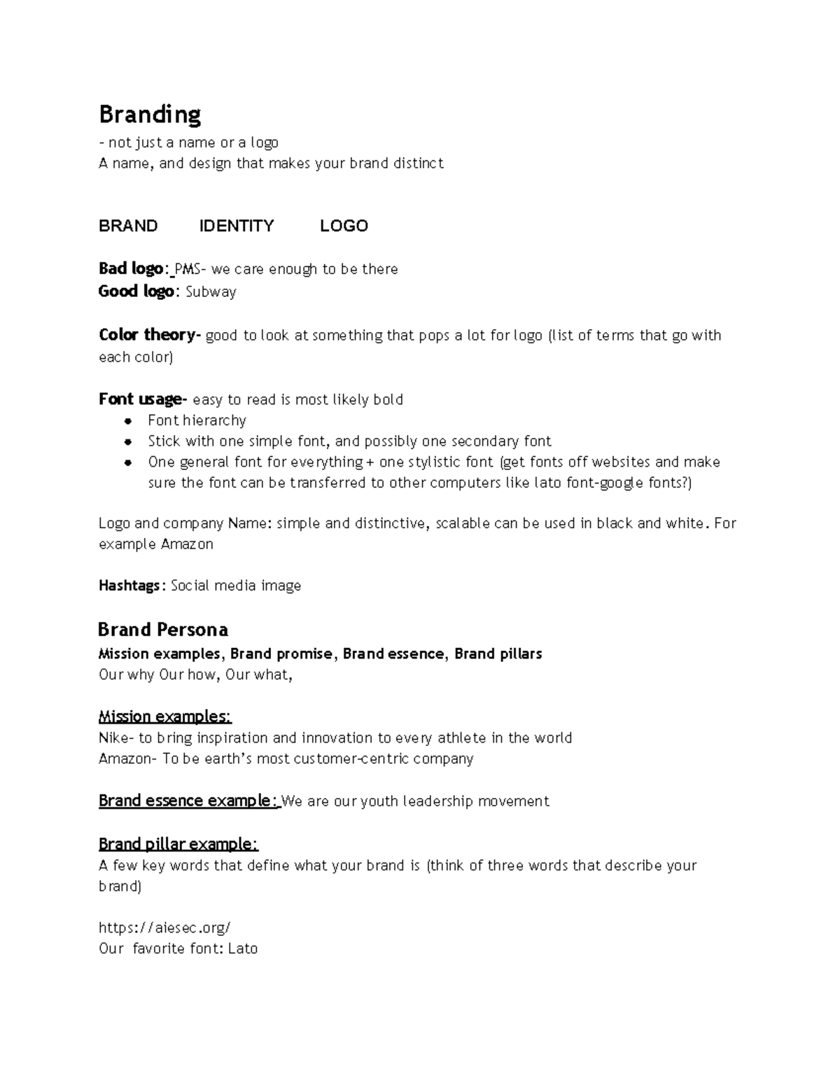 Learning workshop notes - Branding not just a name or a logo A name ...