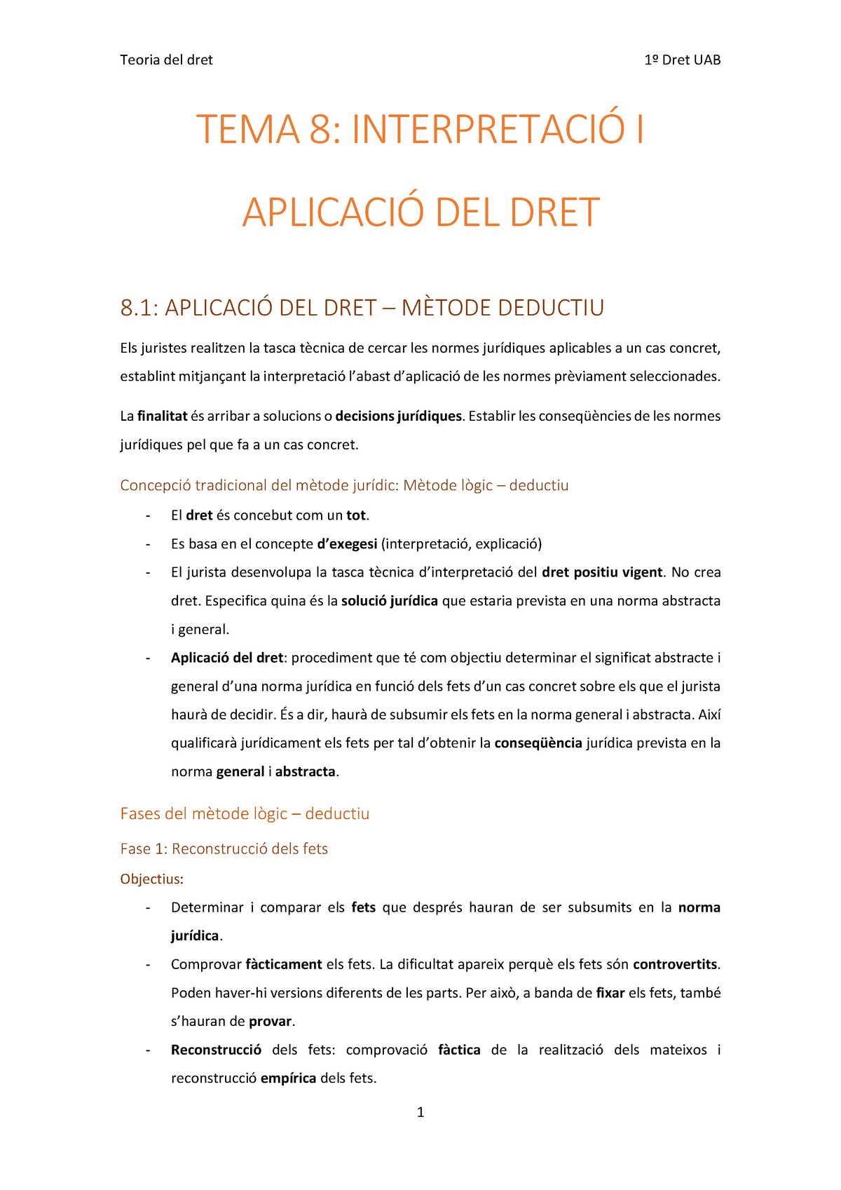 8. Interpretació I Aplicació Del Dret - Teoria Del Dret 1º Dret UAB ...