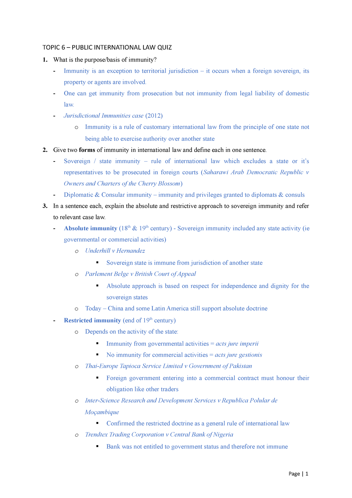 Topic 6 – Public International LAW QUIZ - TOPIC 6 – PUBLIC ...