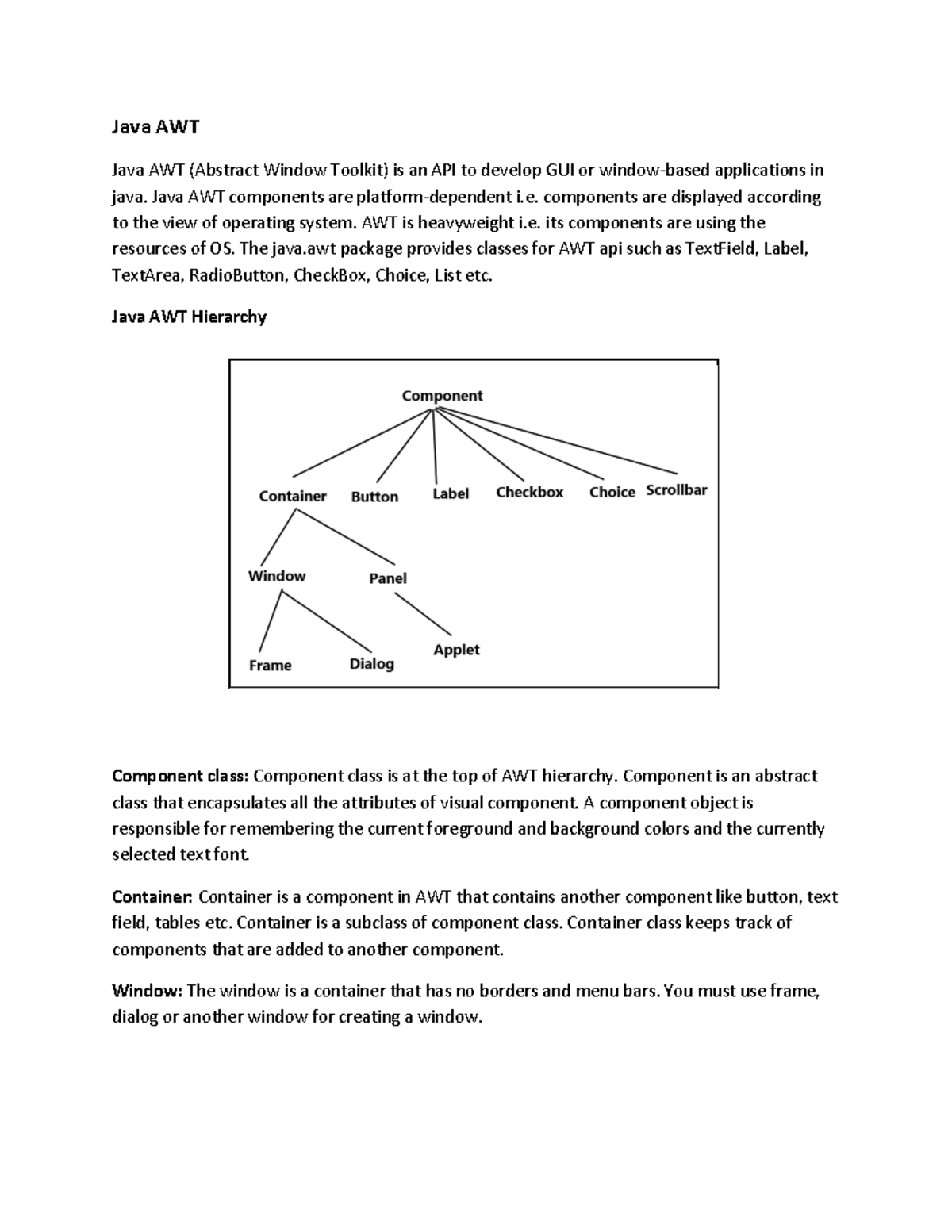 Java3rd - Summary Java - Java AWT Java AWT (Abstract Window Toolkit) is ...
