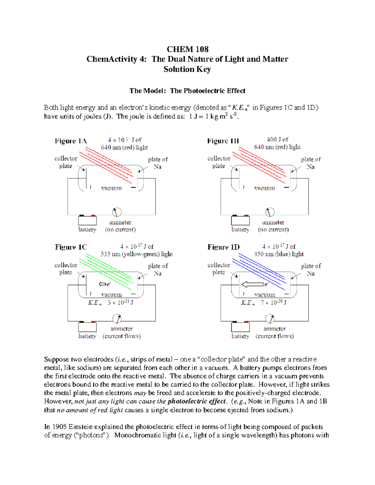 The Dual Nature Of Light And Matter - CHEM 108 ChemActivity 4: The Dual ...