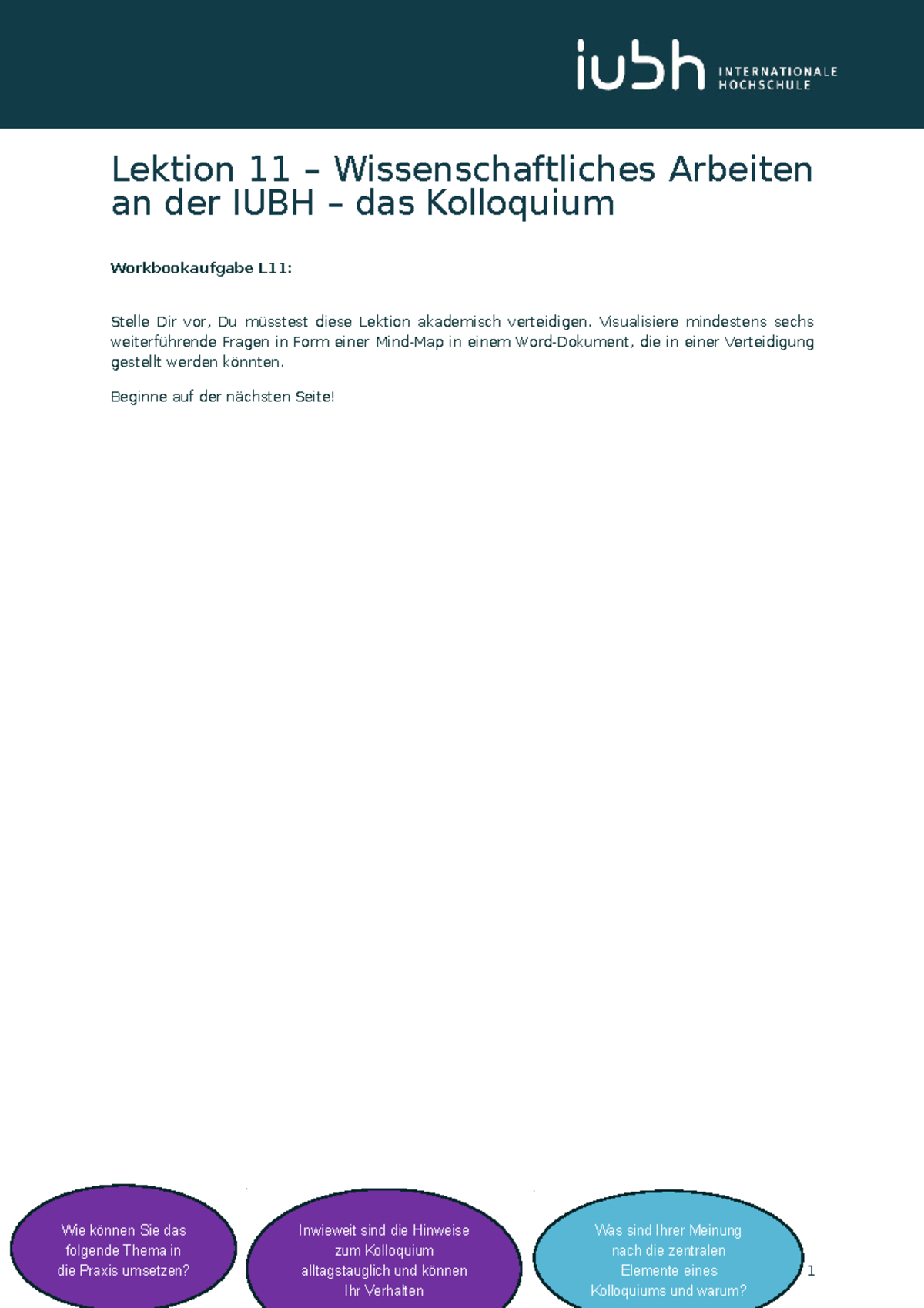 Workbook Einführung in das wissenschaftliche Arbeiten - Lektion 11