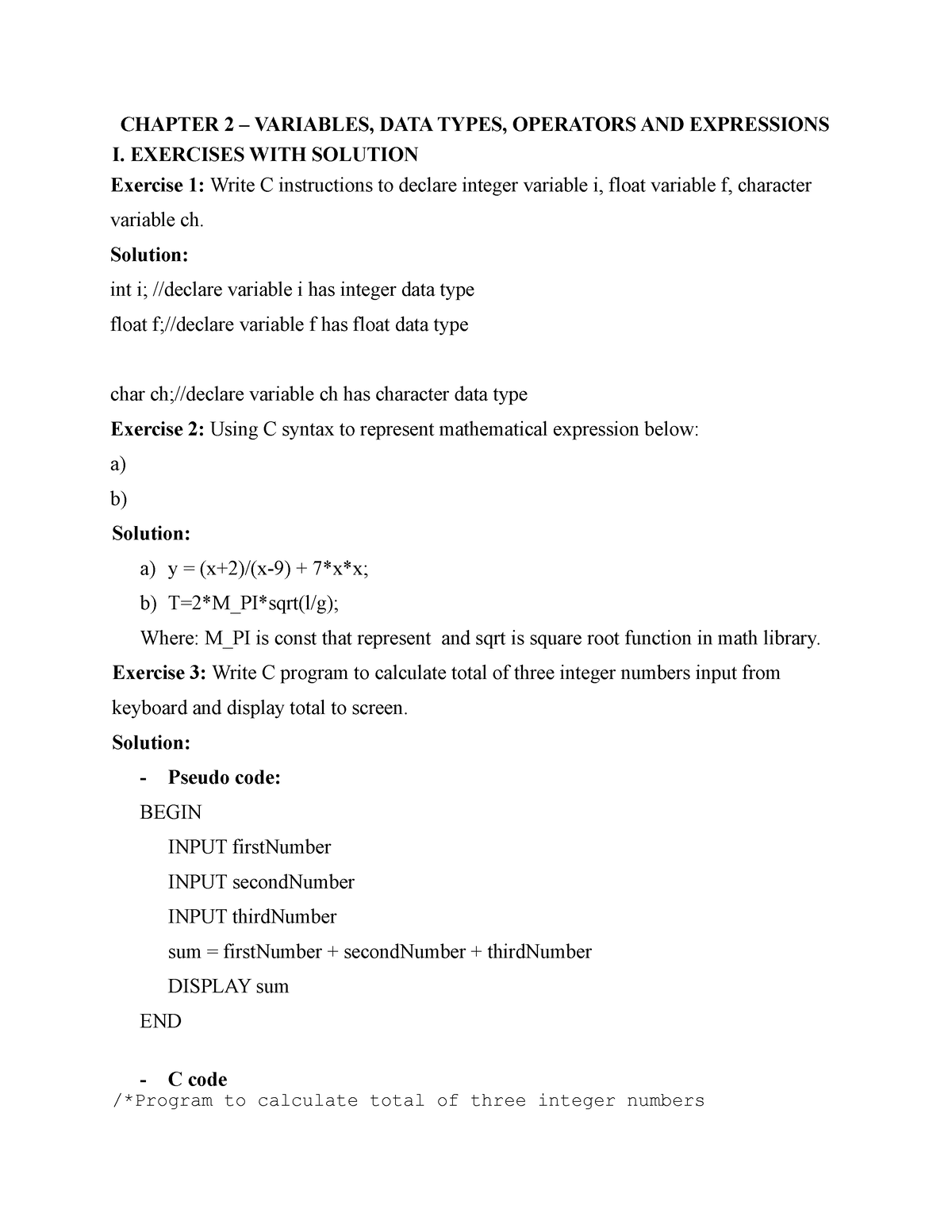 Work Shop 1 - Asssssssssss - CHAPTER 2 – VARIABLES, DATA TYPES ...