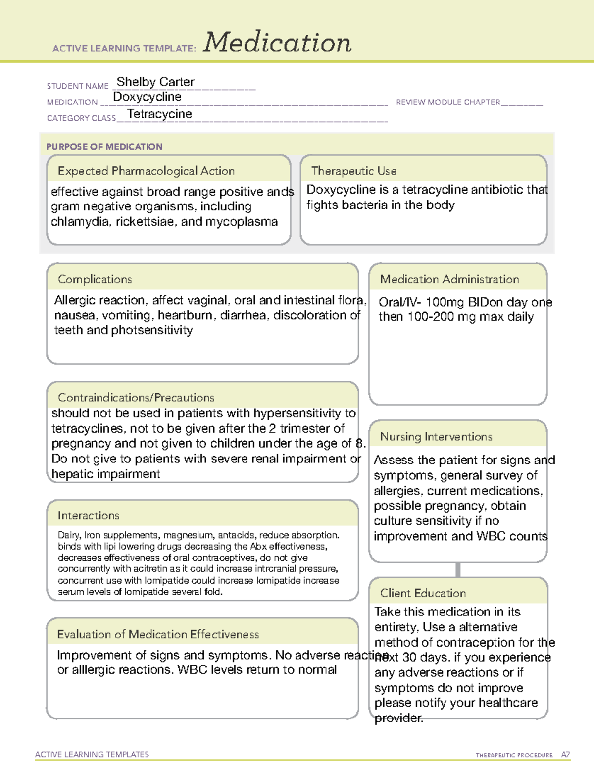 Doxycycline - med templates - ACTIVE LEARNING TEMPLATES THERAPEUTIC ...