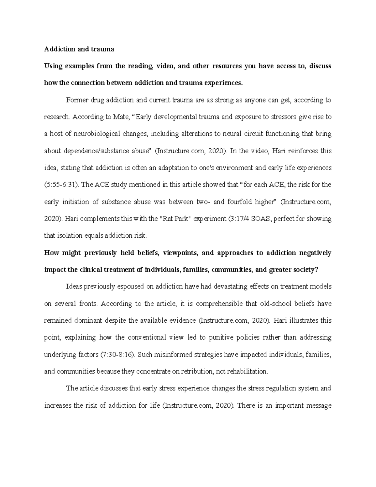 Addiction and trauma - study material - Addiction and trauma Using ...