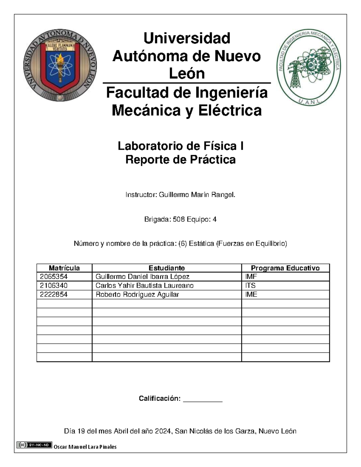 Practica 6 Equipo 4 - Tarea Lab De Fisica De Fime - Oscar Manuel Lara ...