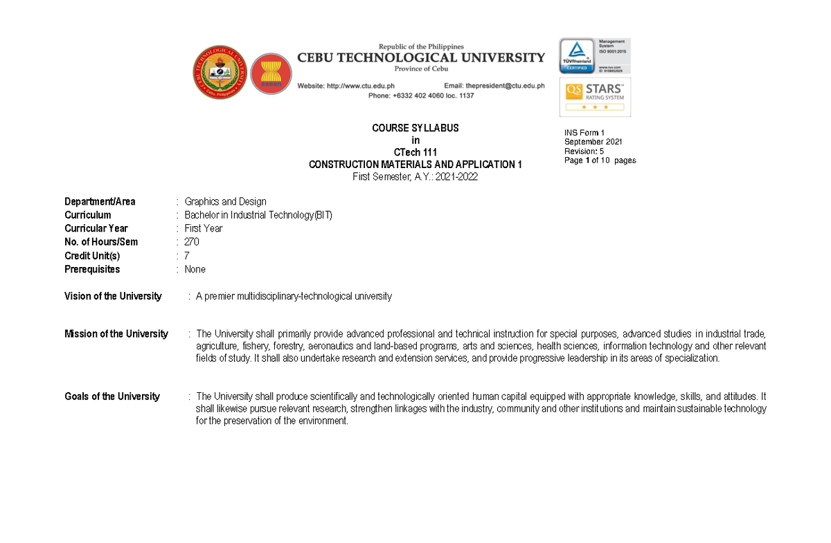 Syllabus -Ctech-111 - Certified engineering technician (CTech) is a ...