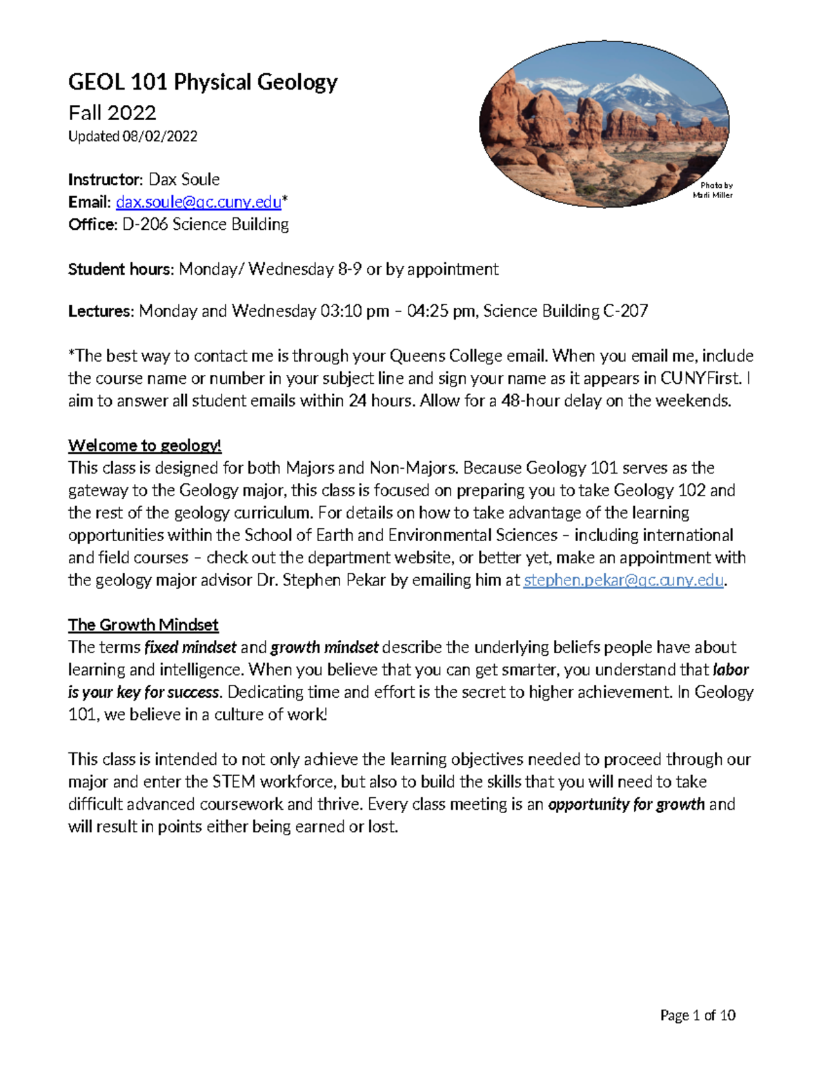 GEOL101 syllabus 27145 - GEOL 101 Physical Geology Fall 2022 Updated 08 ...