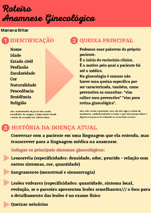 ROTEIRO DE ANAMNESE - RESUMO - Raciocínio Clínico