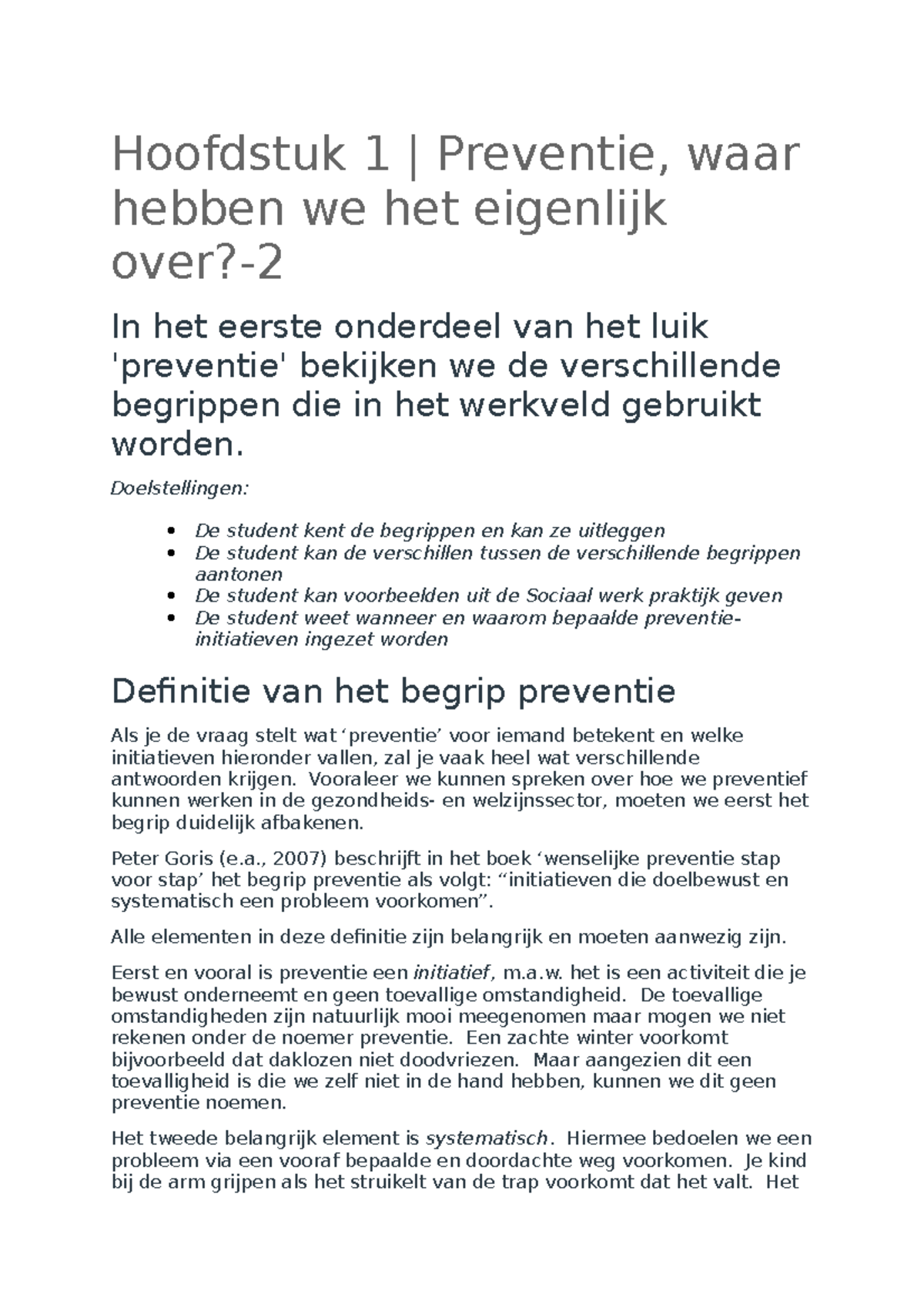 Preventie Le Ho Info Hoofdstuk 1 Preventie Waar Hebben We Het Eigenlijk Over In Het