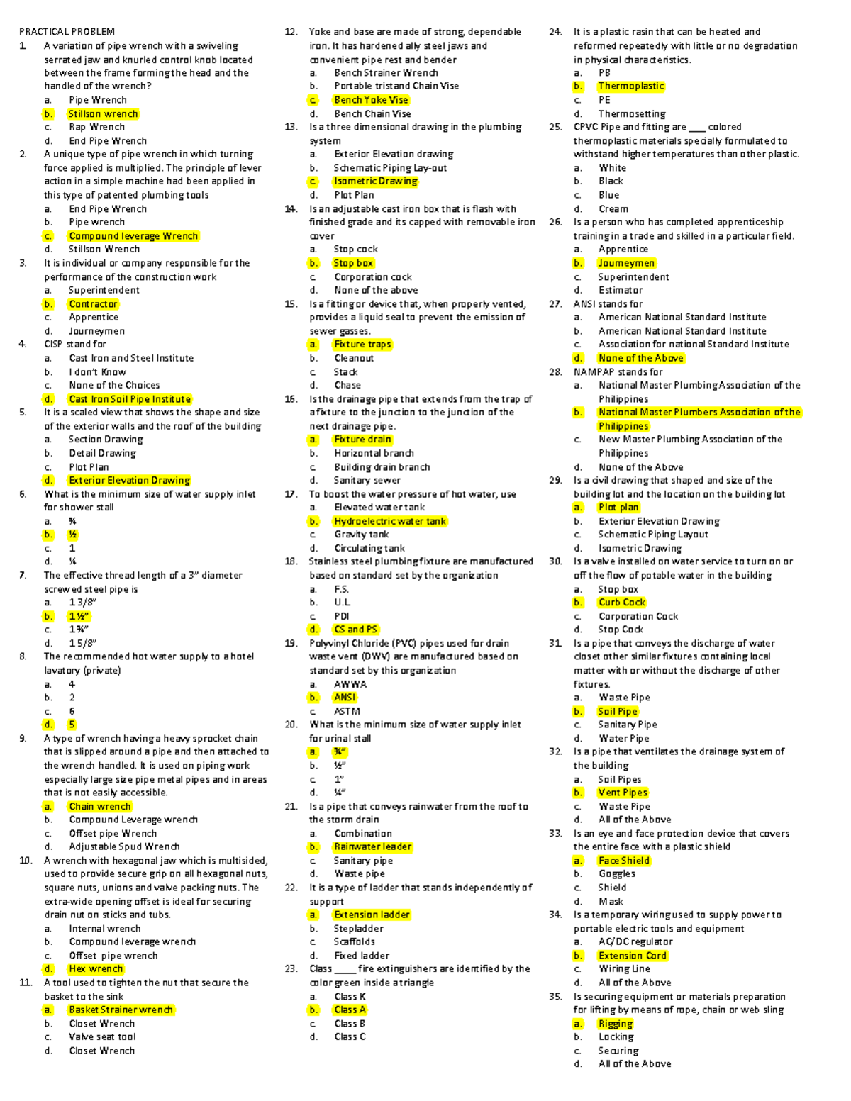 522 Master Plumber Problems Archive Preboard Practical Problem ...