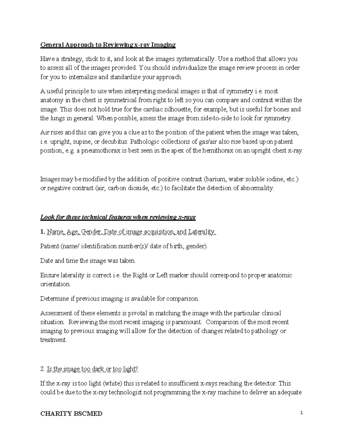 Basic Interpretation OF Xrays - General Approach to Reviewing x-ray ...