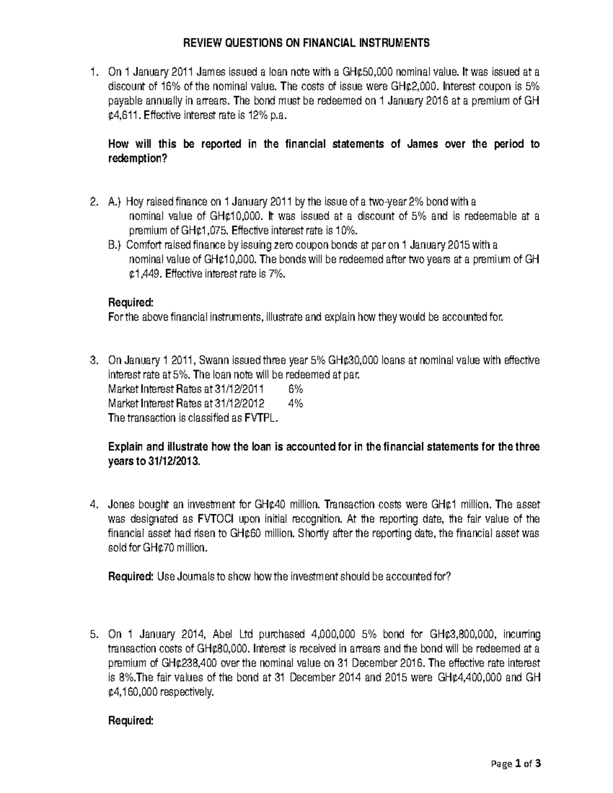 Questions and solutions on financial instruments review questions on 