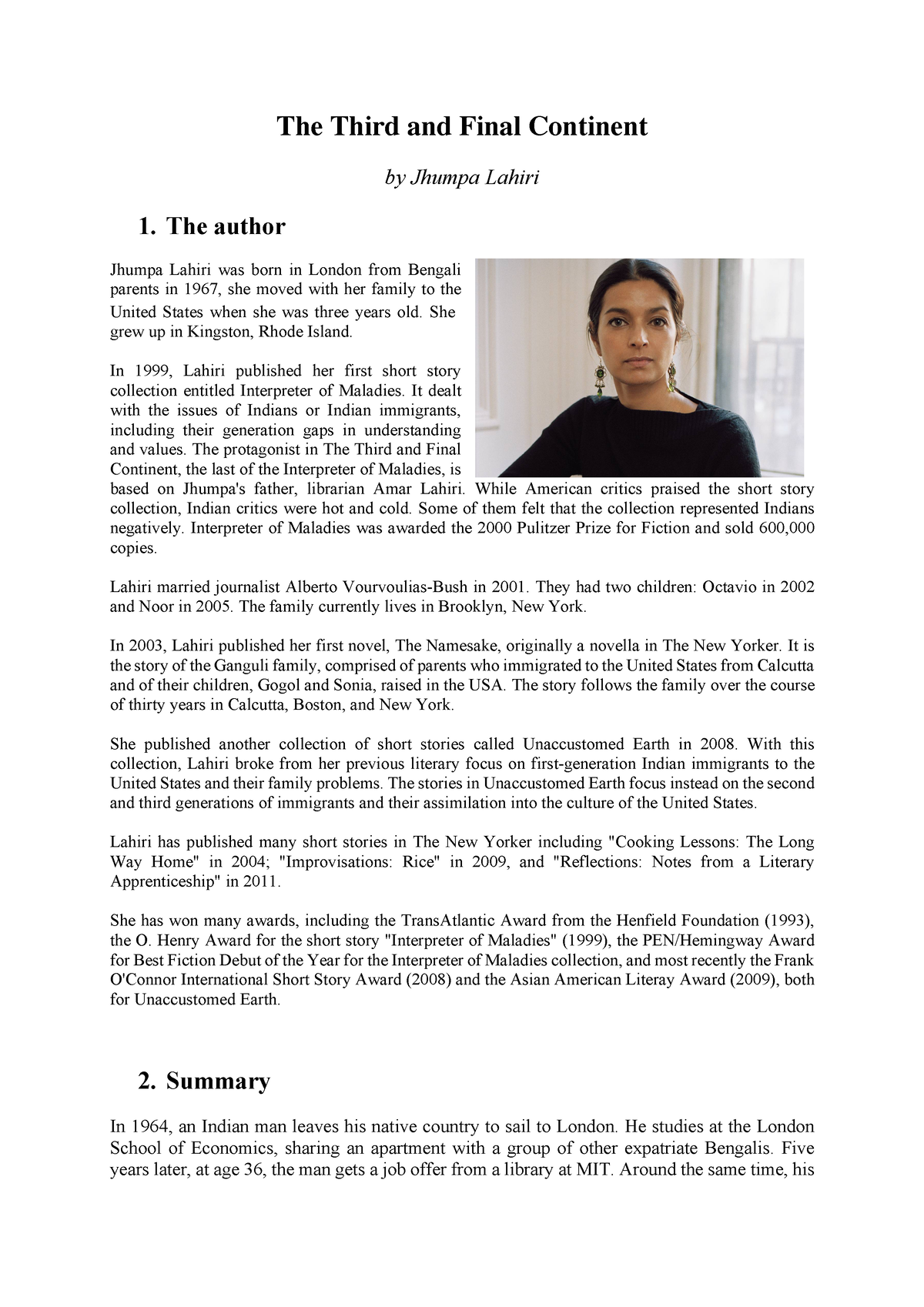 thesis on jhumpa lahiri