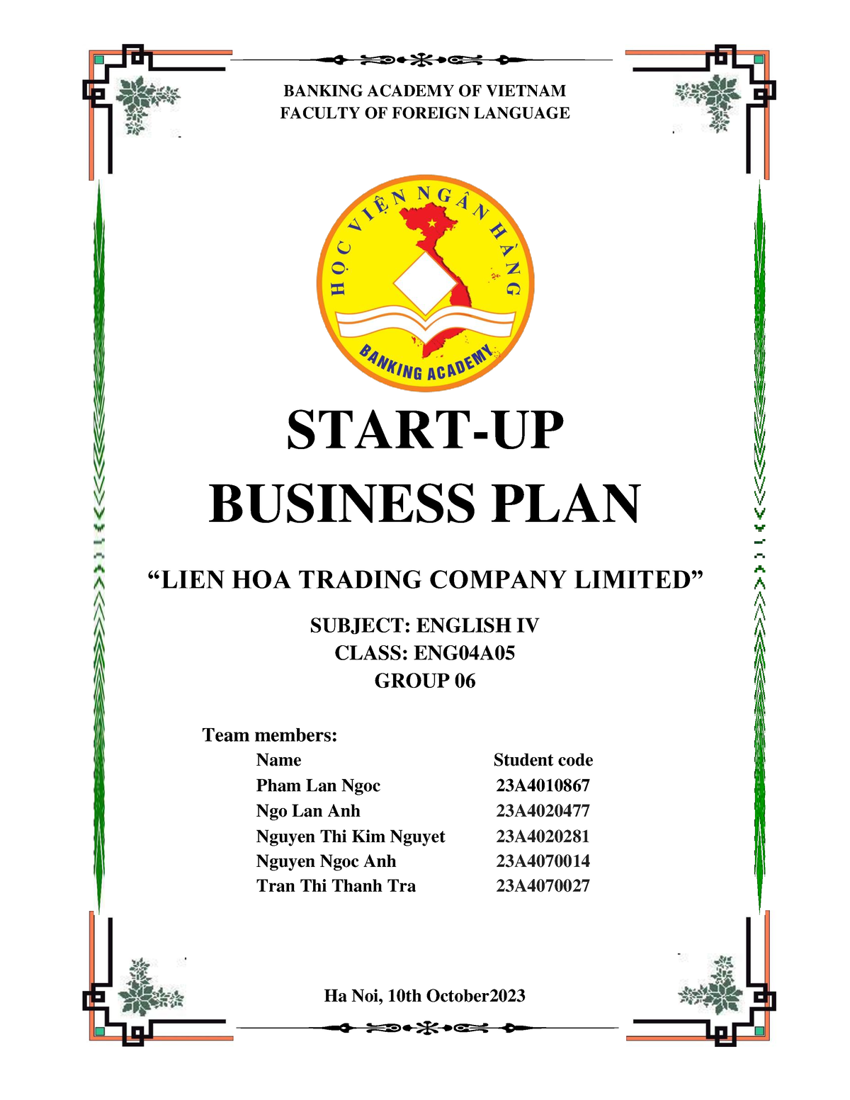 business plan group name